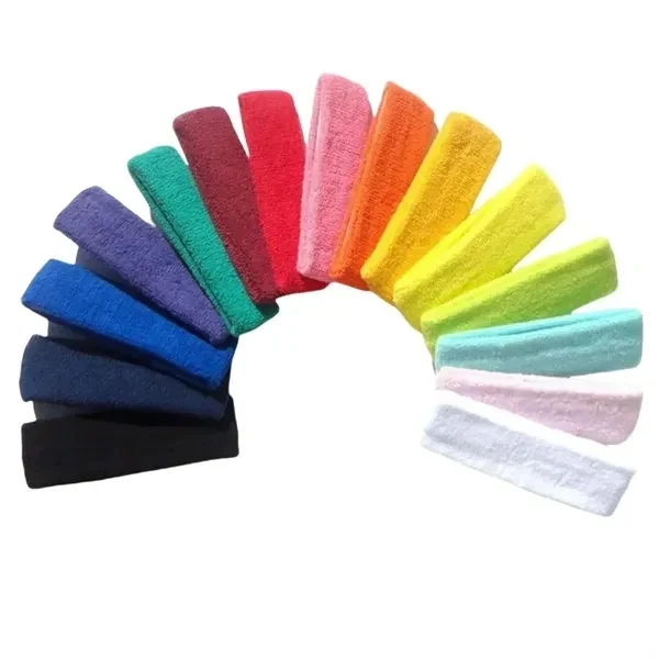 Stretchy Terry Cloth Sports Headband with Sweat-Resistant 1