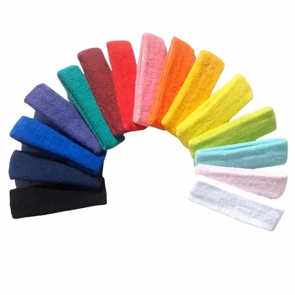 Stretchy Terry Cloth Sports Headband with Sweat-Resistant