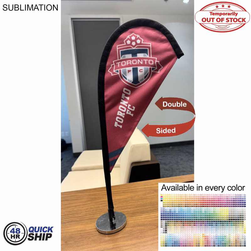 48Hr Quick Ship - Table Topper Teardrop Sail Sign Flag, 20", Full Color Graphics two sides