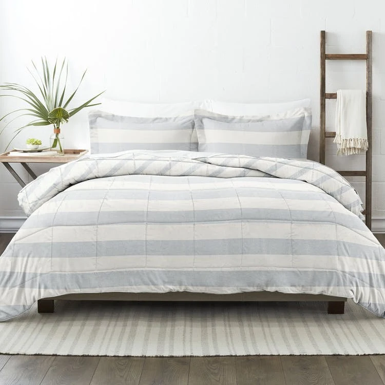 Twin Reversible Comforter Sets - Distressed Stripes 1
