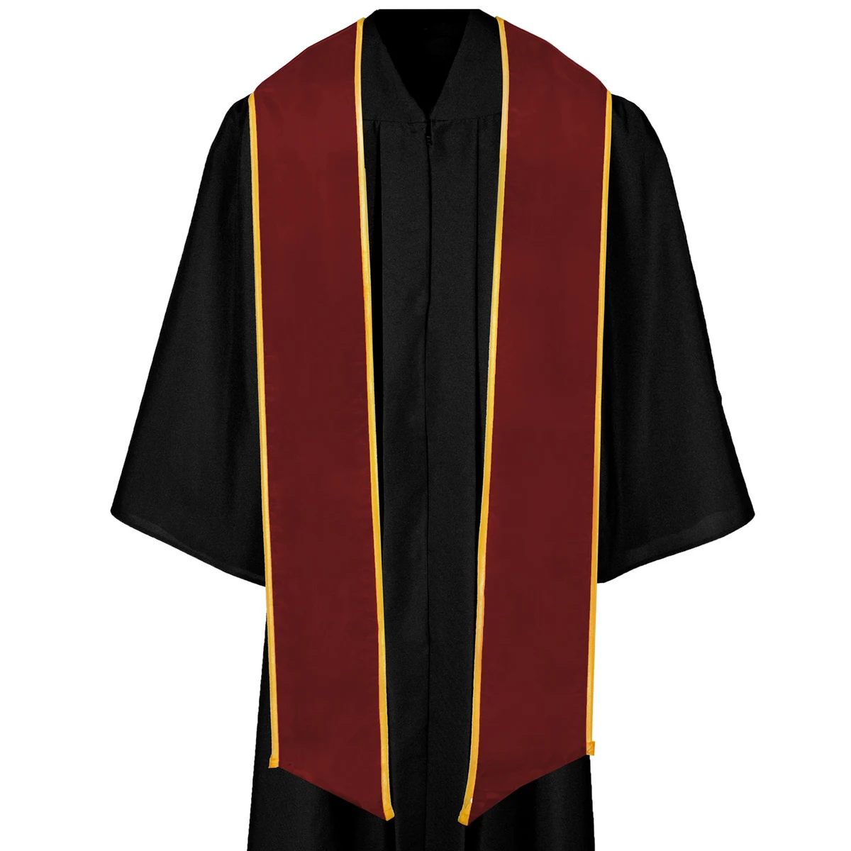 Maroon 84" Graduation Stole with Gold Binding 1