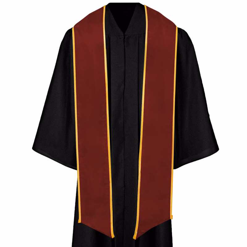 Maroon 84" Graduation Stole with Gold Binding