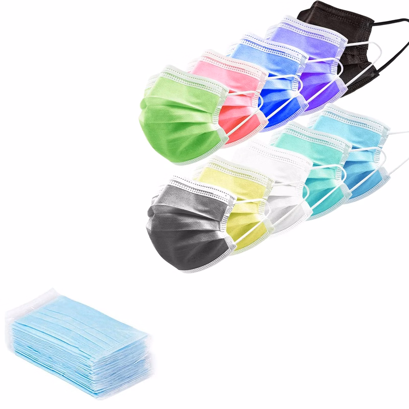 Disposable Face Masks 3 Layer Adjustble Multicolored