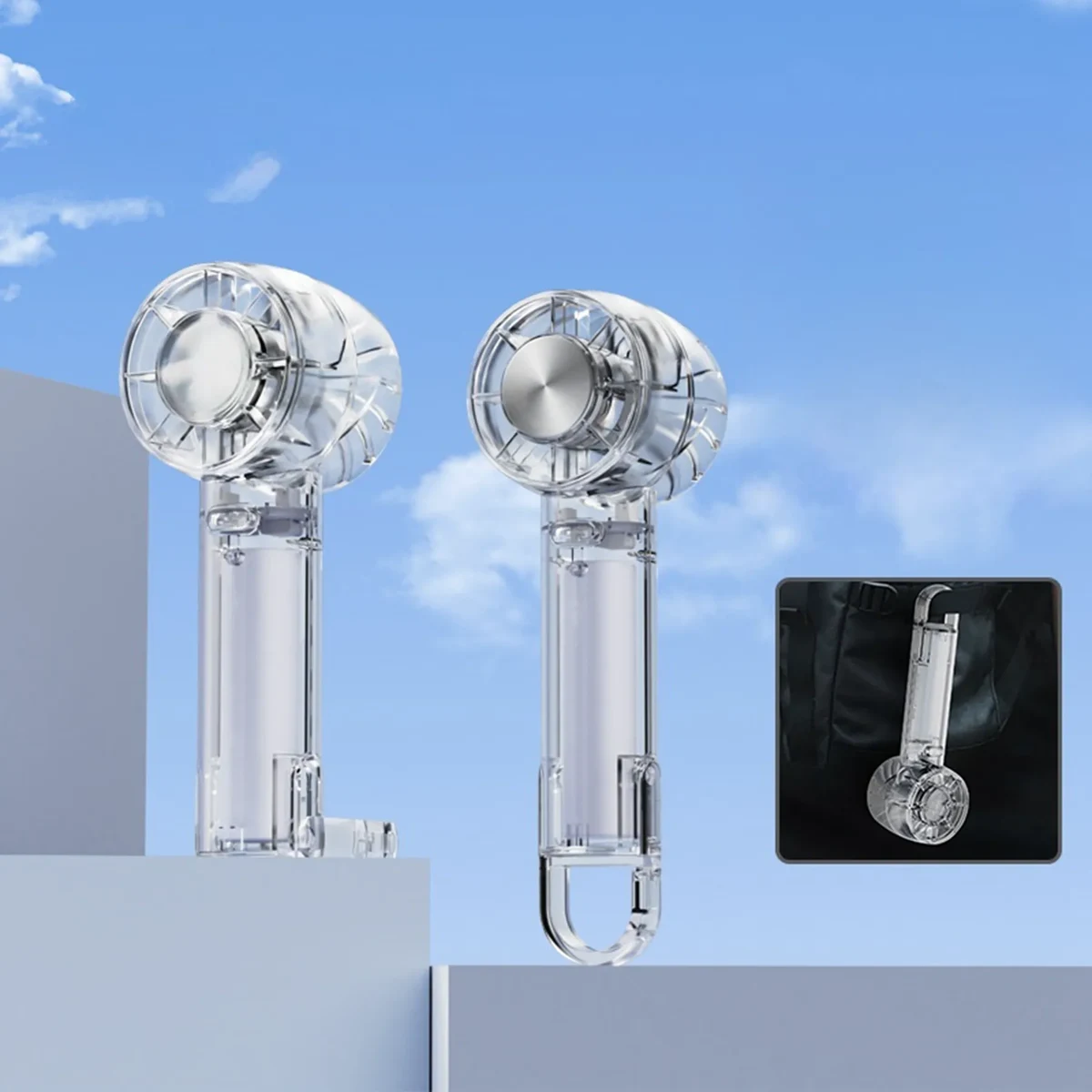 W21 Transparent 2000 mAh Desk Handheld Fan 1
