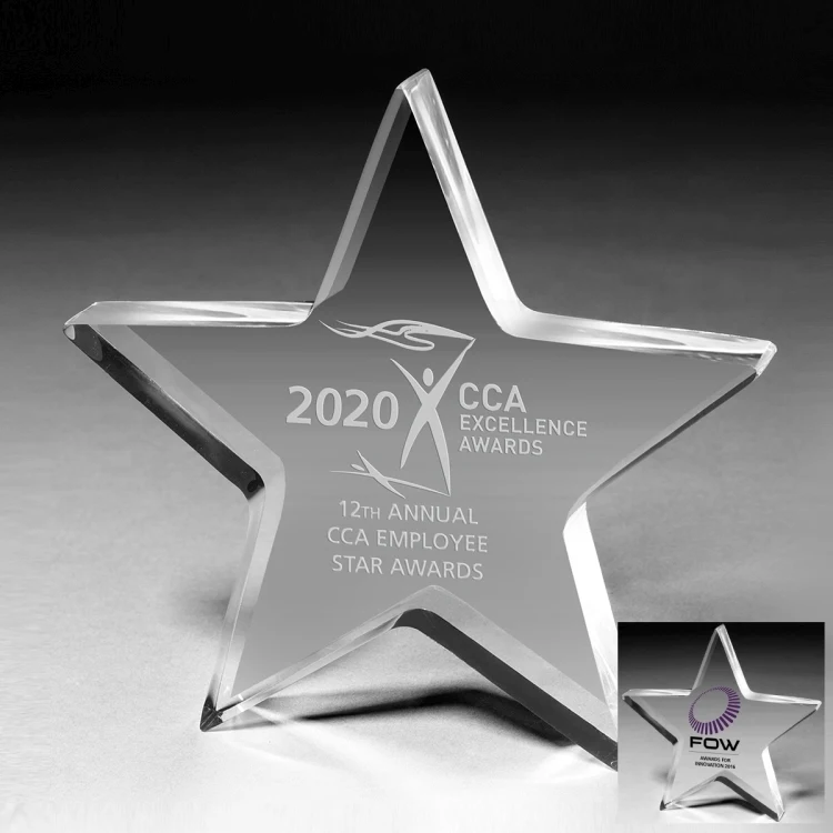 1" Star Acrylic Paperweight - 5" x 5" x 1" - 2066S (Screen Print) 1