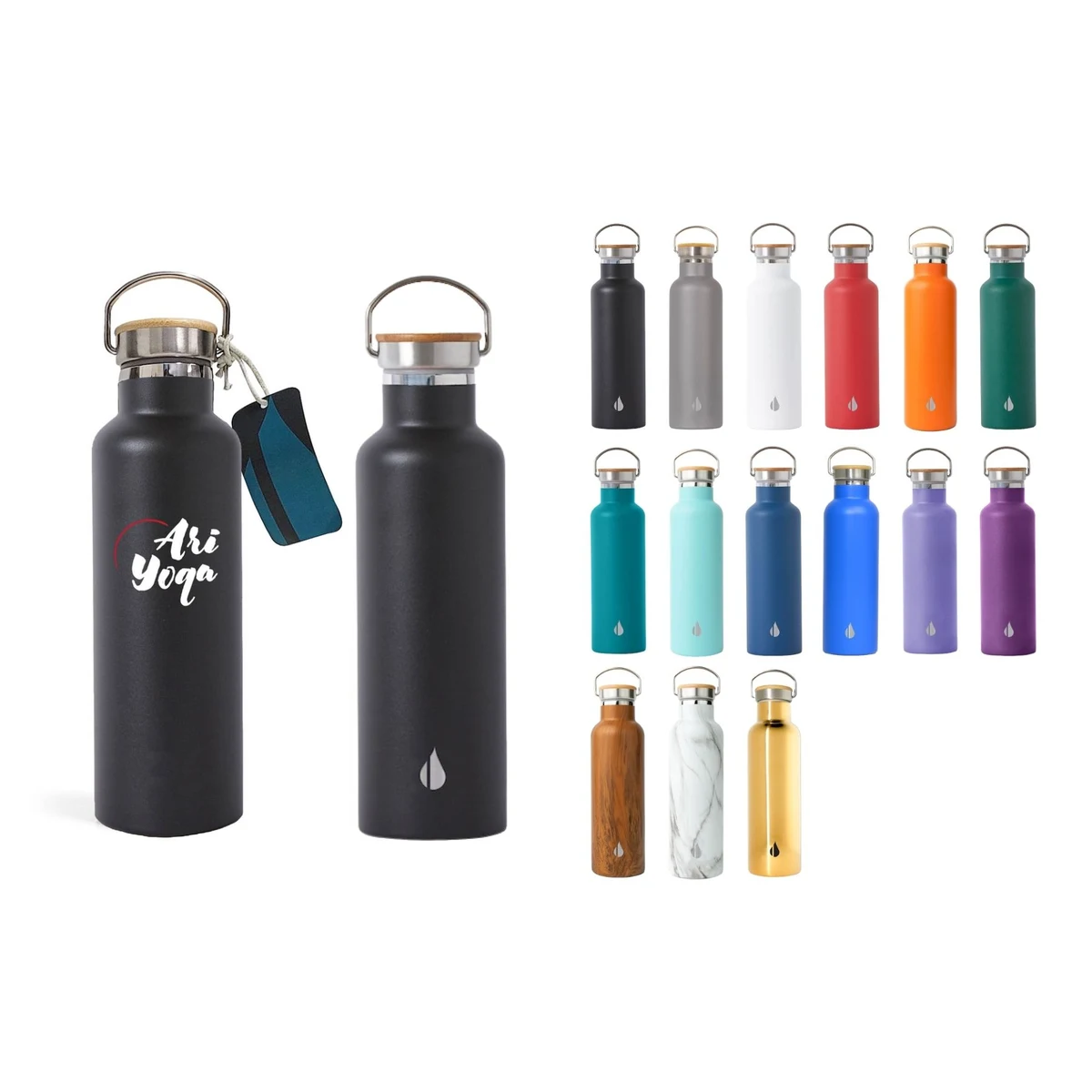 Elemental® Classic 25oz Stainless Steel Water Bottle - Vacuum Double Walled Insulated - Leak Free, custom water bottle with logo imprint 1