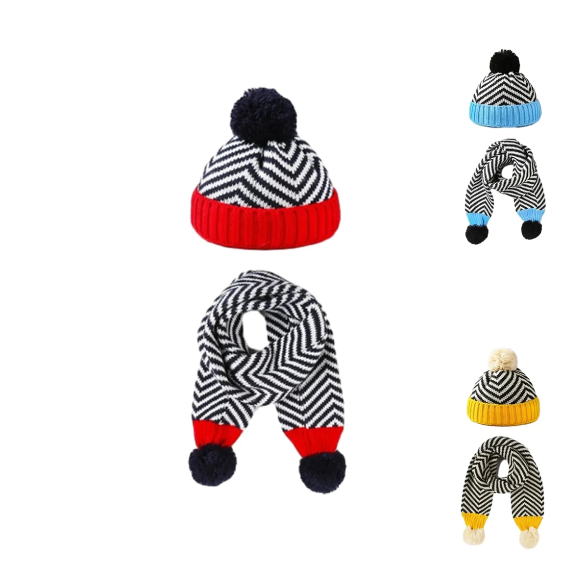 Autumn And Winter Children'S Warm Knitted Scarf Set 1