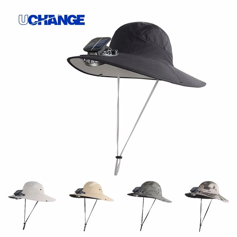 Solar Powered Cooling Boonie Hat With Fan And Wide Brim