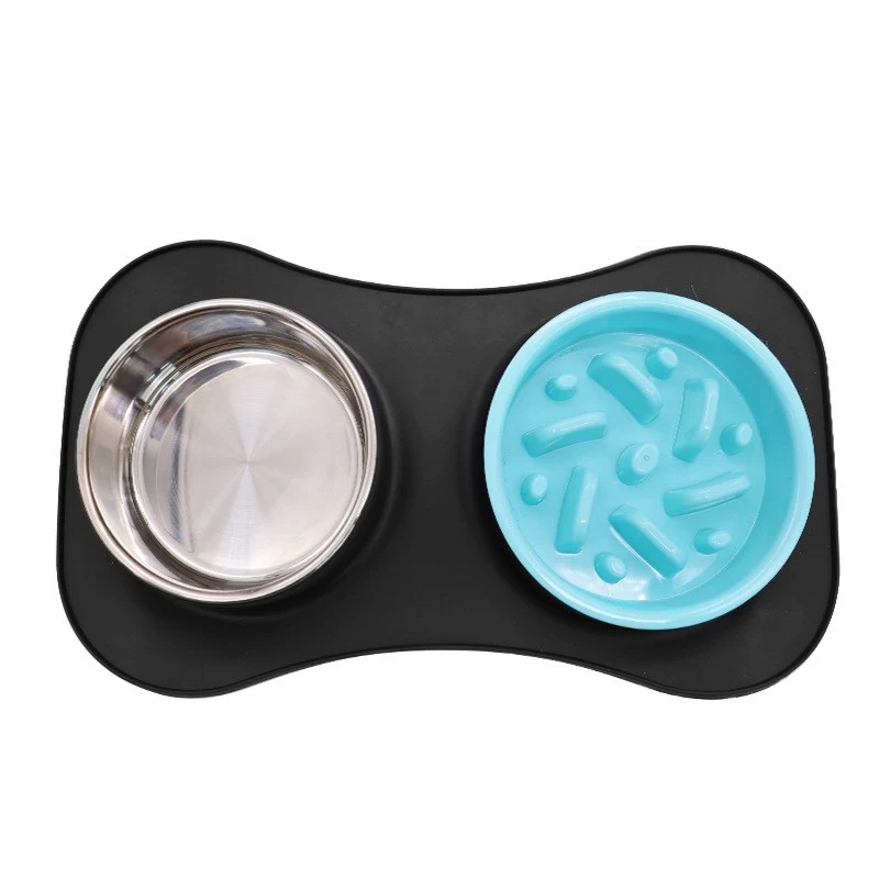 3 in 1 Stainless Steel Food and Water Bowls with Non-Spill and Skid Silicone Mat 1
