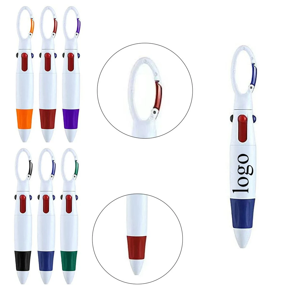 Outdoor Portable Carabiner Multi Color Pocket Ball Pen 1