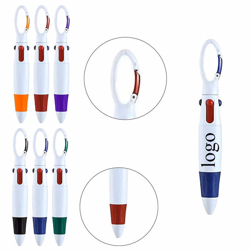 Outdoor Portable Carabiner Multi Color Pocket Ball Pen
