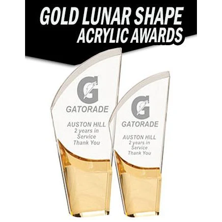 Acrylic 8.5" Lunar, w/gold insert stand up 1
