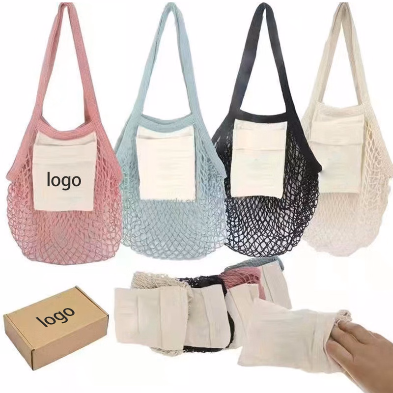 Shopping eco-friendly handbag with mesh pocket