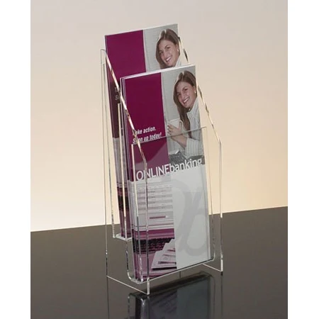 Countertop Brochure Holder, All Clear, 2-tier, 2 pockets for 4" 1