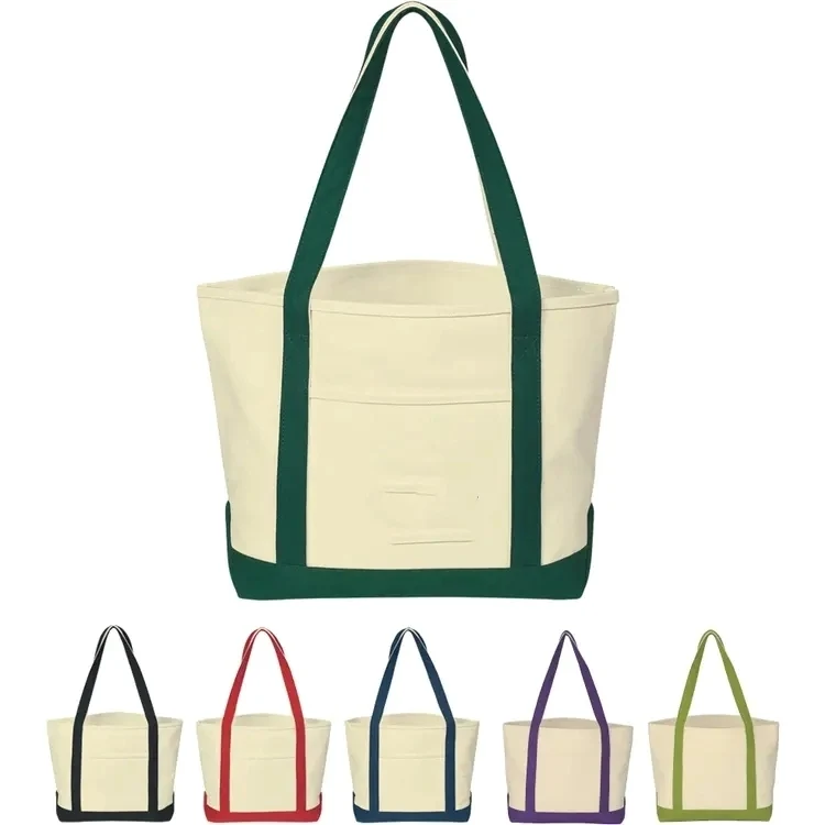 Large Heavy Cotton Canvas Boat Tote Bags, custom tote bag with logo imprint 1
