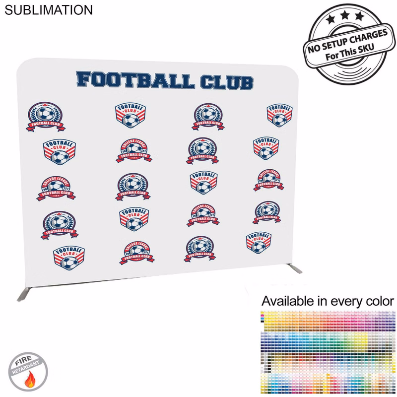 Sports Teams 8'W x 8'H EuroFit Tension Fabric Straight Wall Display Kit, Double Sided Graphics