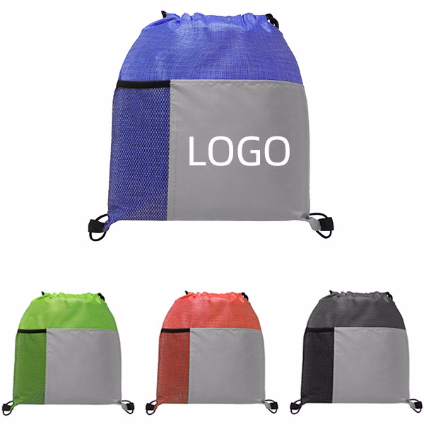 Non-Woven Drawstring Bag W/ Mesh Pocket