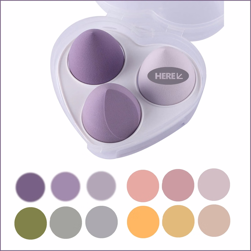 3 Pcs Makeup Sponge Beauty Blender Case Cream Powder Liquid