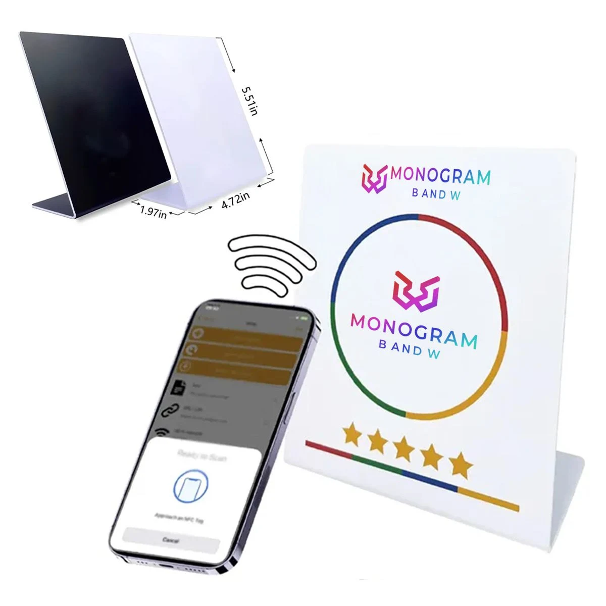 Custom Smart Business Reviews Reusable NFC & QR Tap Stand 1