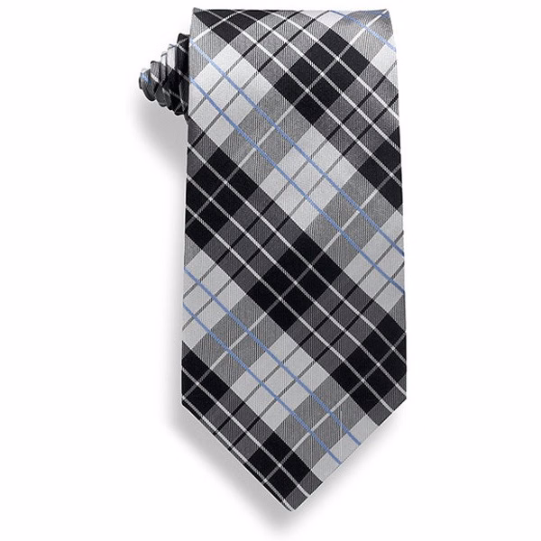 Closeout - Black/Gray Plaid Silk Tie