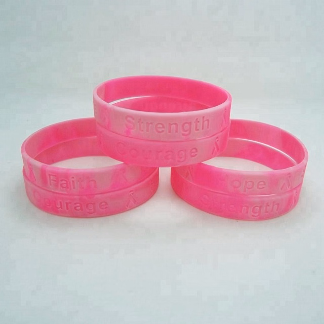 1/2 Inch Breast Cancer Swirl Debossed Wristbands
