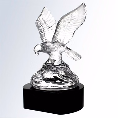 Soaring Molten Glass Eagle Award w/Black Crystal Base - Screen Imprint