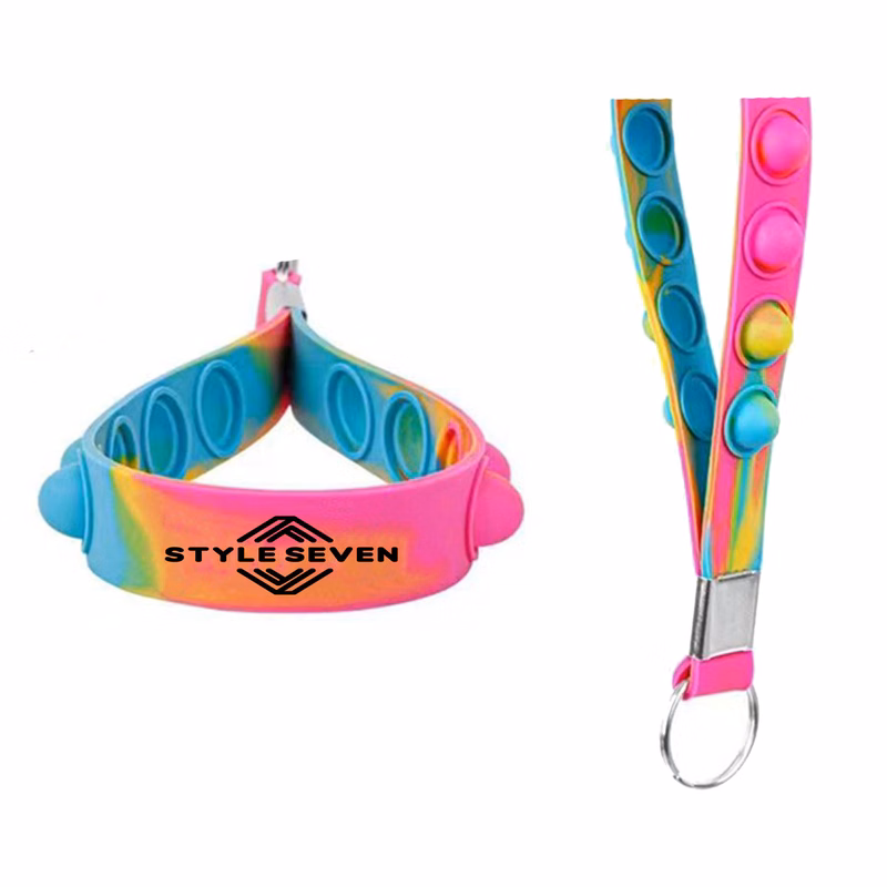 Colored Silicone Wristband Keychain