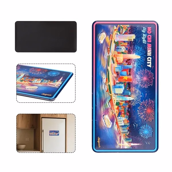 Custom 4.7x2.35 Inch Aluminum Embossed 3D Fridge Magnet — Desk Accessory