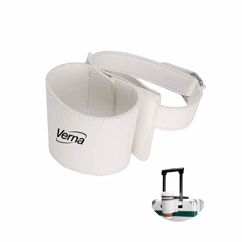 Adjustable PU Leather Travel Luggage Cup Holder w/ Tag