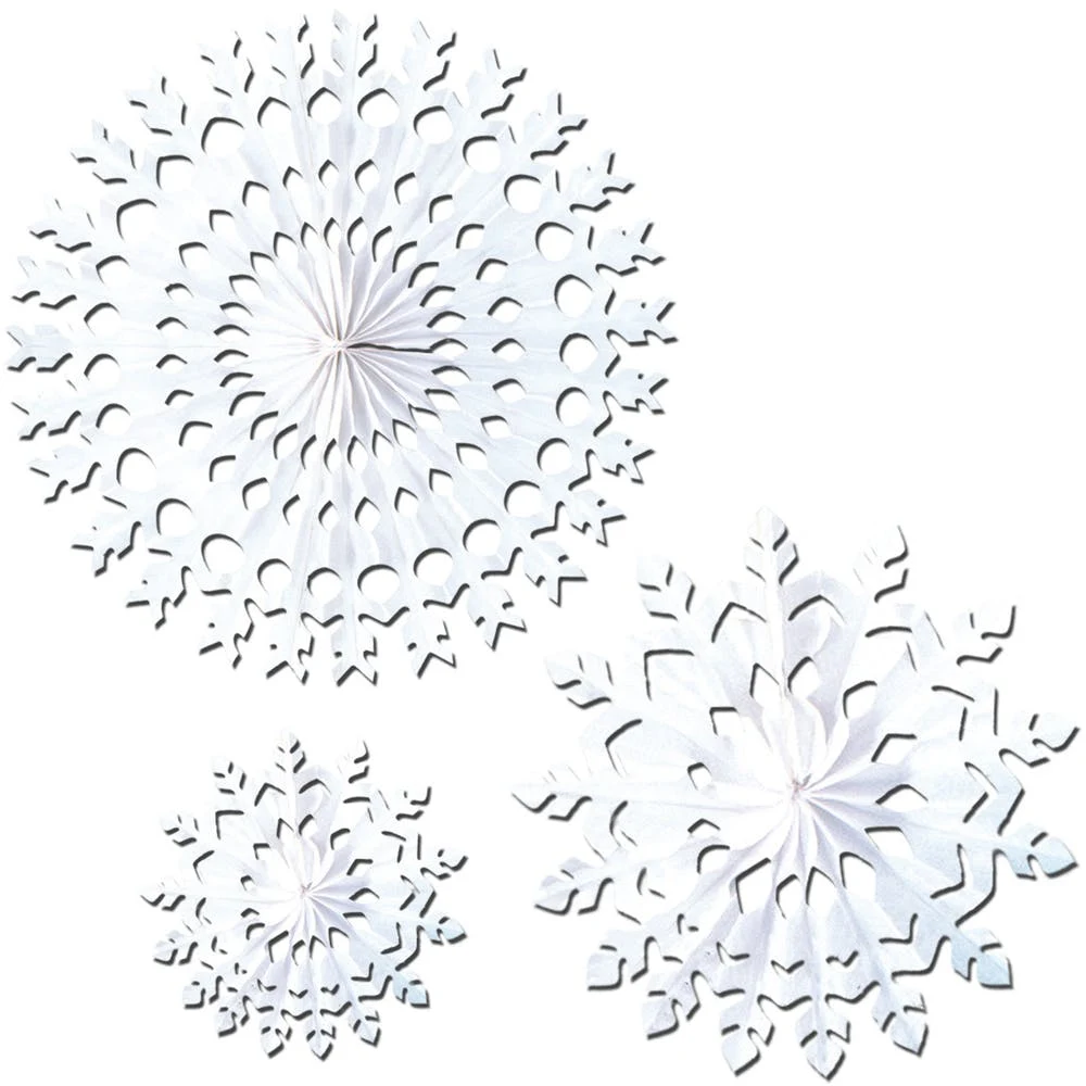 White Tissue Snowflakes - Assorted Designs 15" 1
