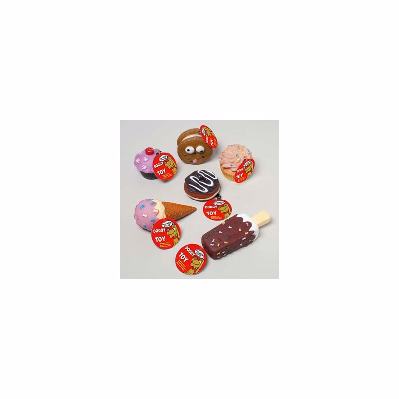 Vinyl Dog Toys - Dessert Shapes with Squeaker