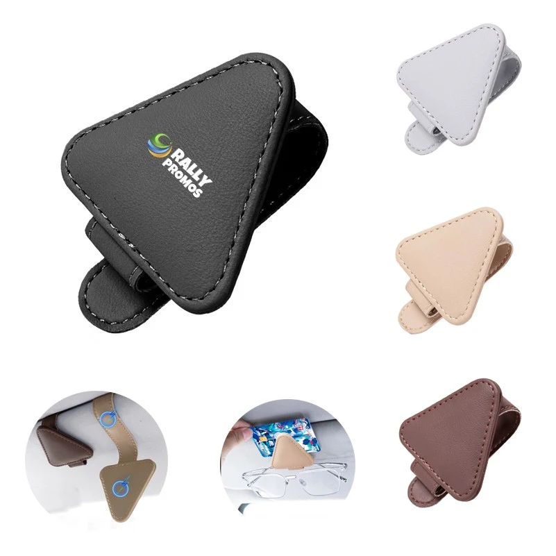 PU Leather Car Sun Visor Sunglasses Holder Clip 1
