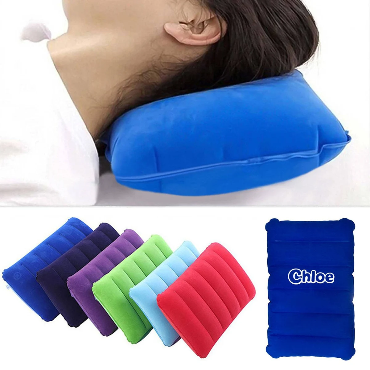 Portable Flocked PVC Inflatable Pillow 1
