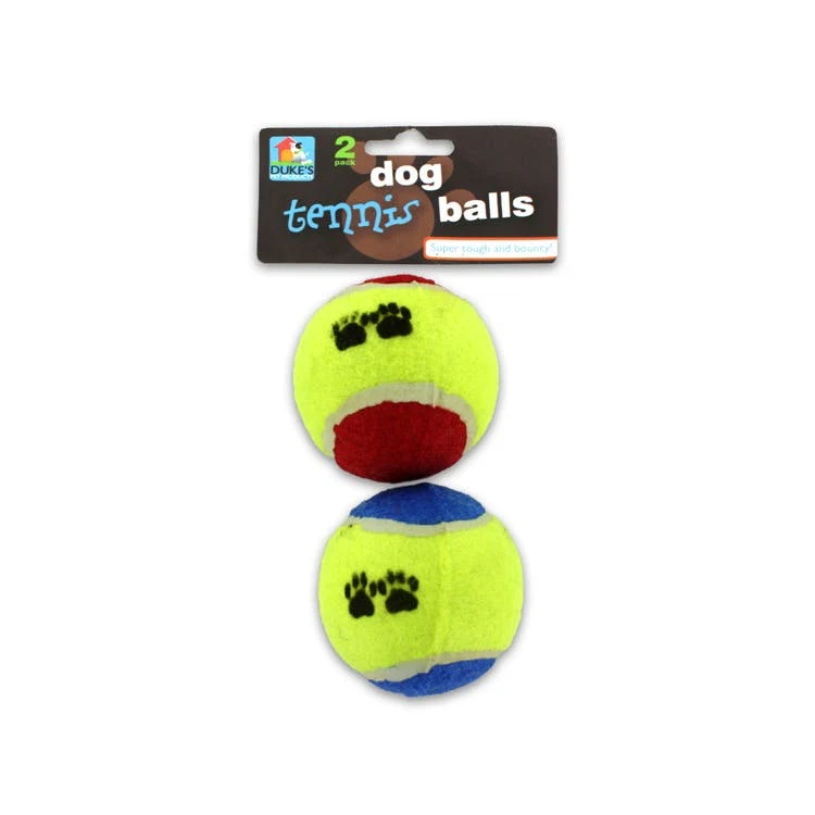 Dog Tennis Ball Set - 2 Pack Paw-Print Design 2.75" 1