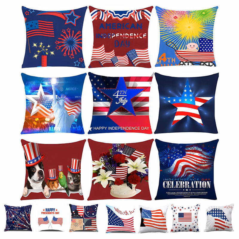 17.72 x 17.72 Inches Independence Day American Flag Pillow Covers