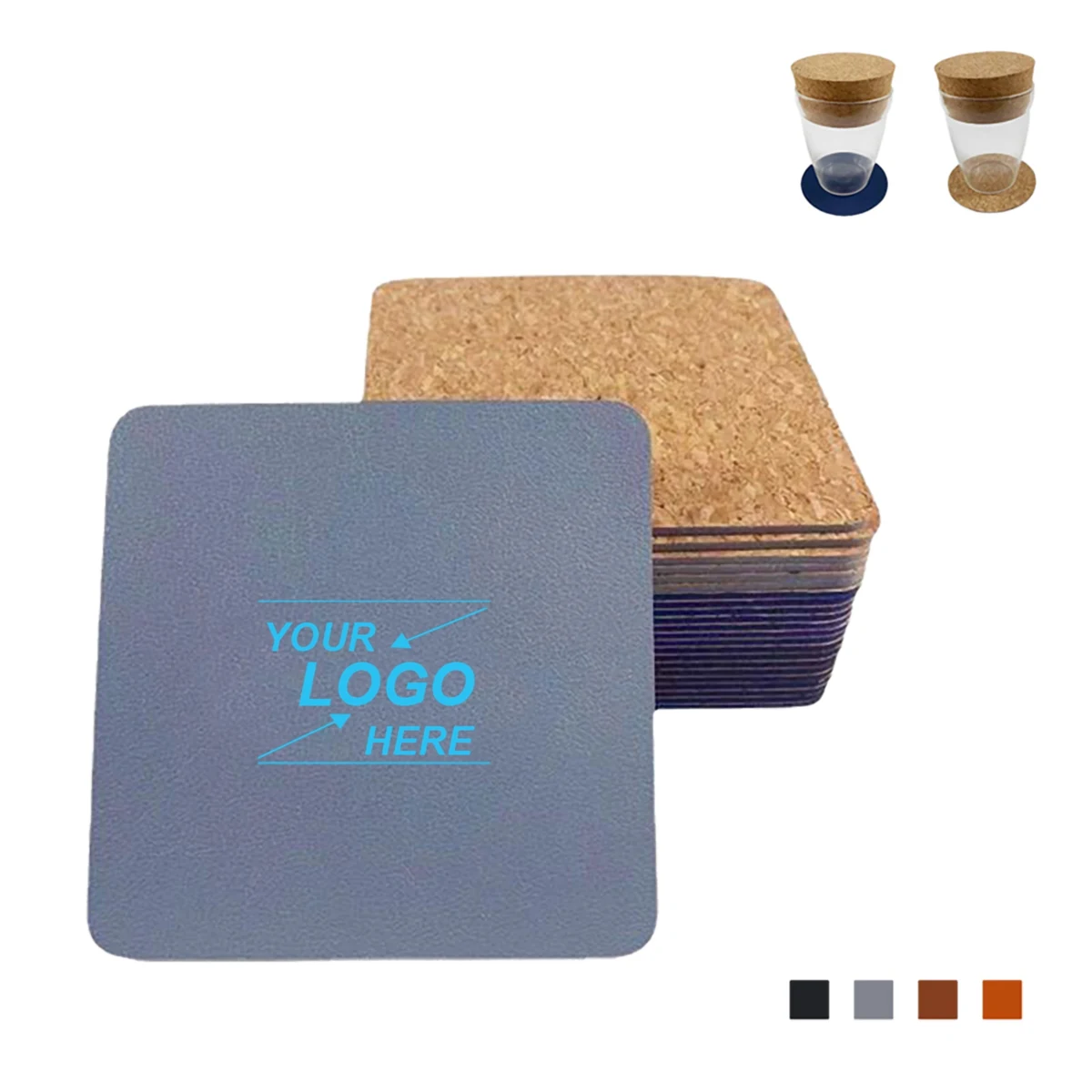 Round Faux Leather and Cork Coaster 1