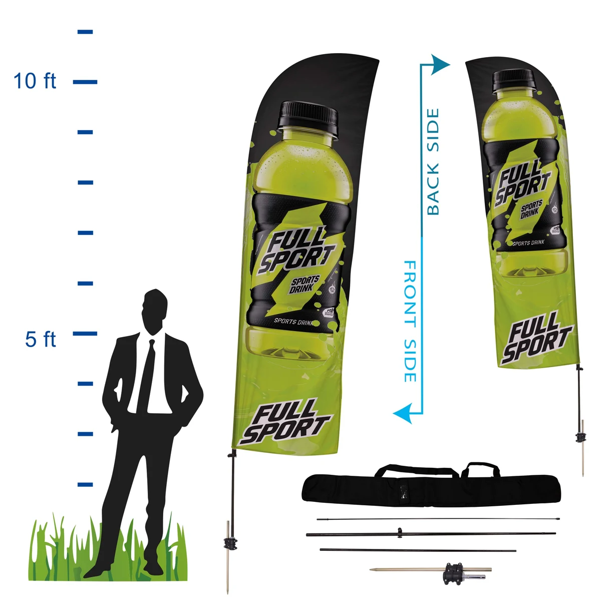 10.5 ft. Straight Advertising Flag Kit 4 (Double Sided) 1