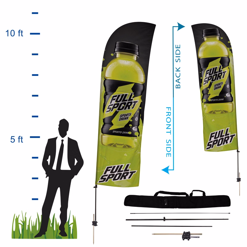 10.5 ft. Straight Advertising Flag Kit 4 (Double Sided)