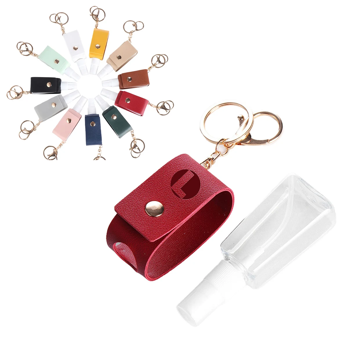 Leather Keychain with Portable Spray Bottle 1