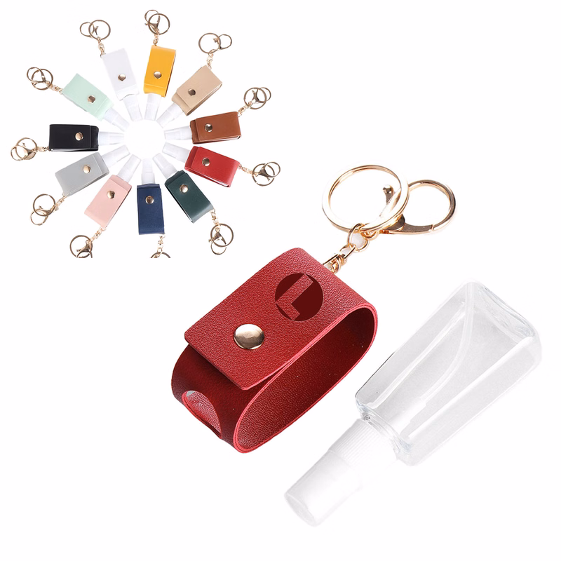 Leather Keychain with Portable Spray Bottle
