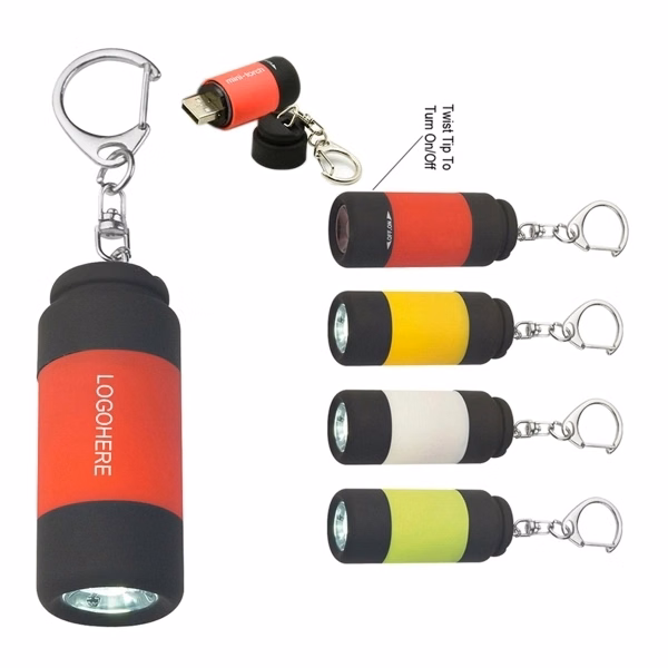 Rubberized LED flashlight with key chain
