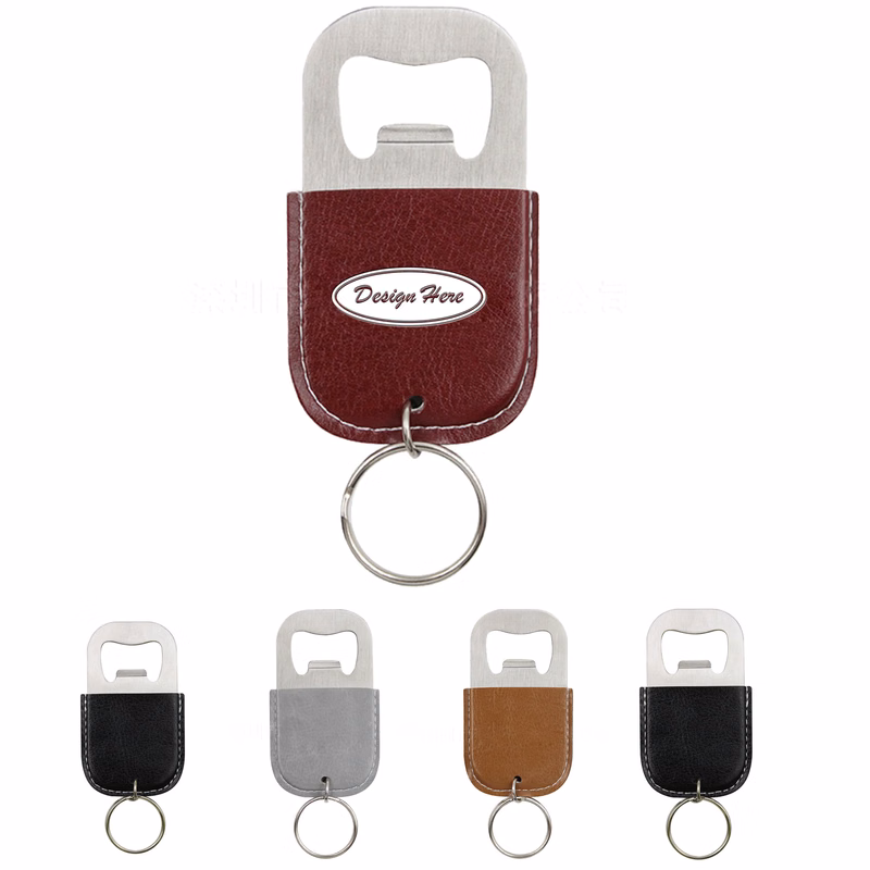 PU Leather Keychain with Bottle Opener