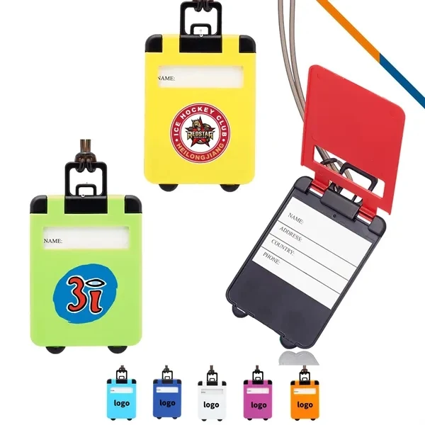 Custom 3" Plastic Mini Luggage Tag with Strap — Compact Carry On Identification 1