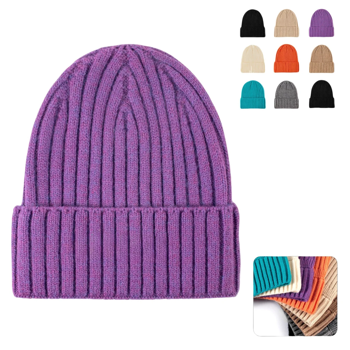 Full Color Knit Beanie Hat 1