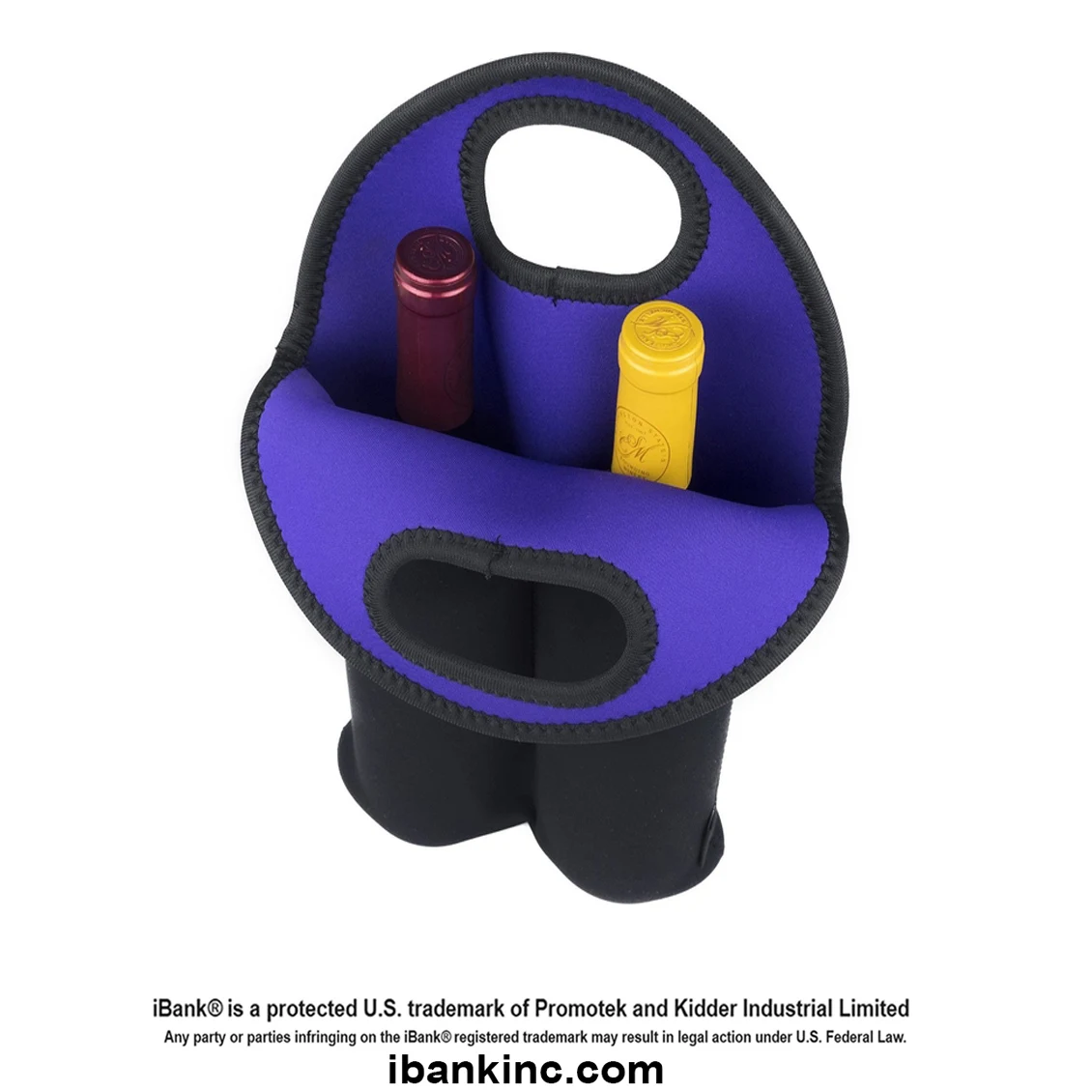 iBank ® 2-Bottle Neoprene Wine Carrier Tote Bag, Bottle Holder 1