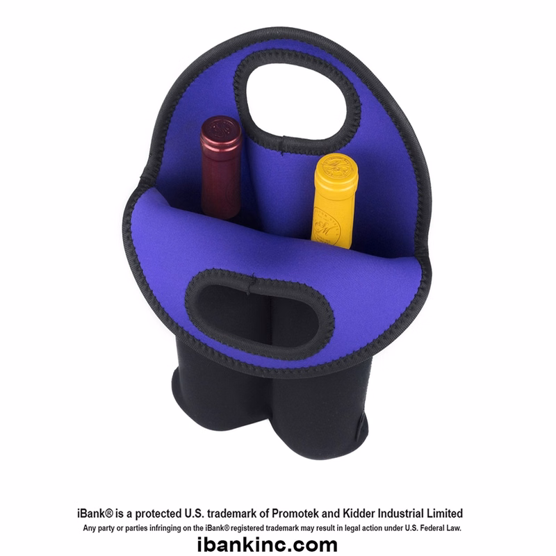 iBank ® 2-Bottle Neoprene Wine Carrier Tote Bag, Bottle Holder