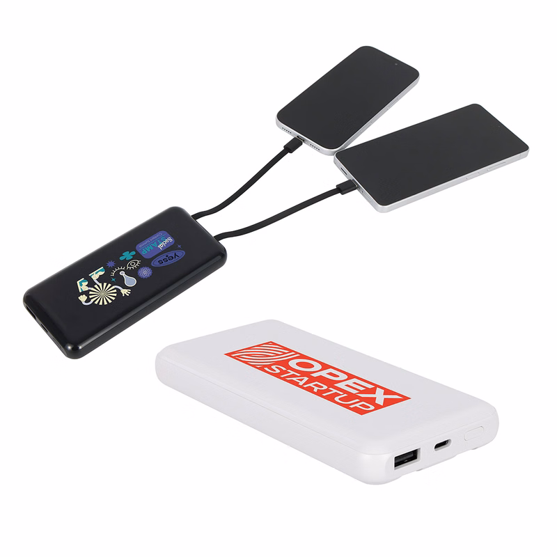 Squire 10000mAh UL Listed Power Bank with Built-In Charging Cables