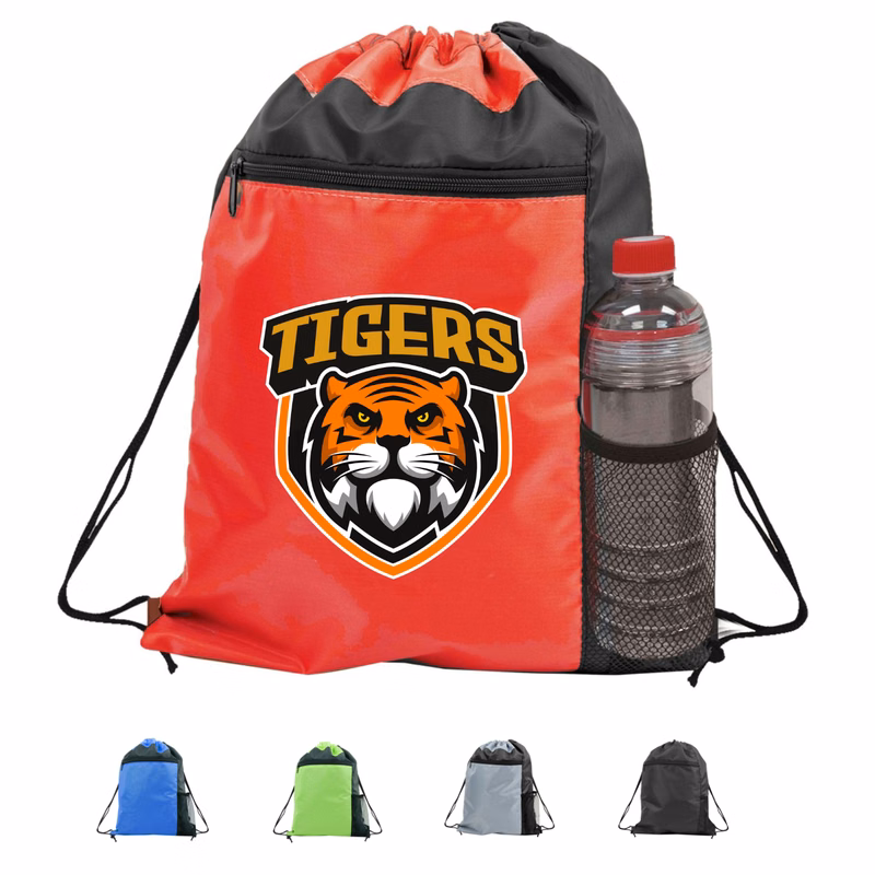 Color Block Drawstring Backpack