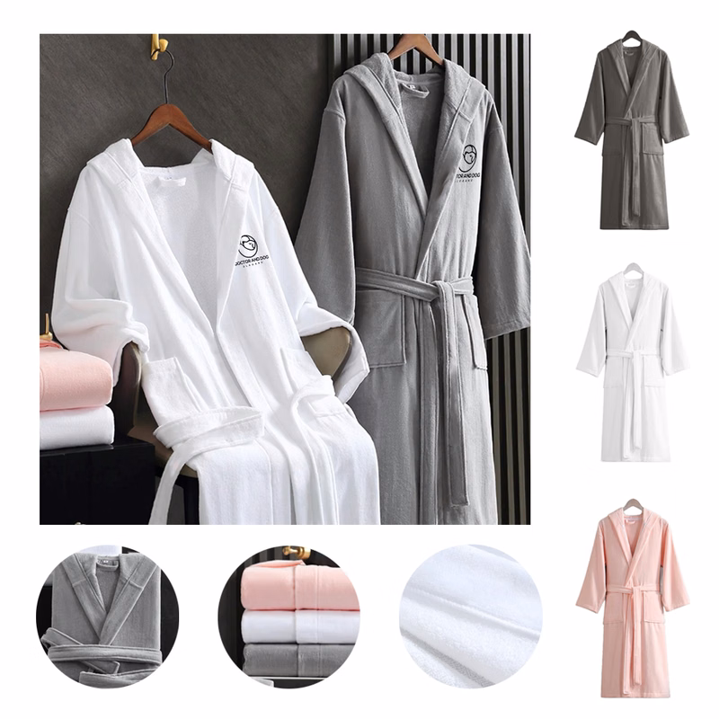 100% Cotton Hooded Absorbent Bathrobe