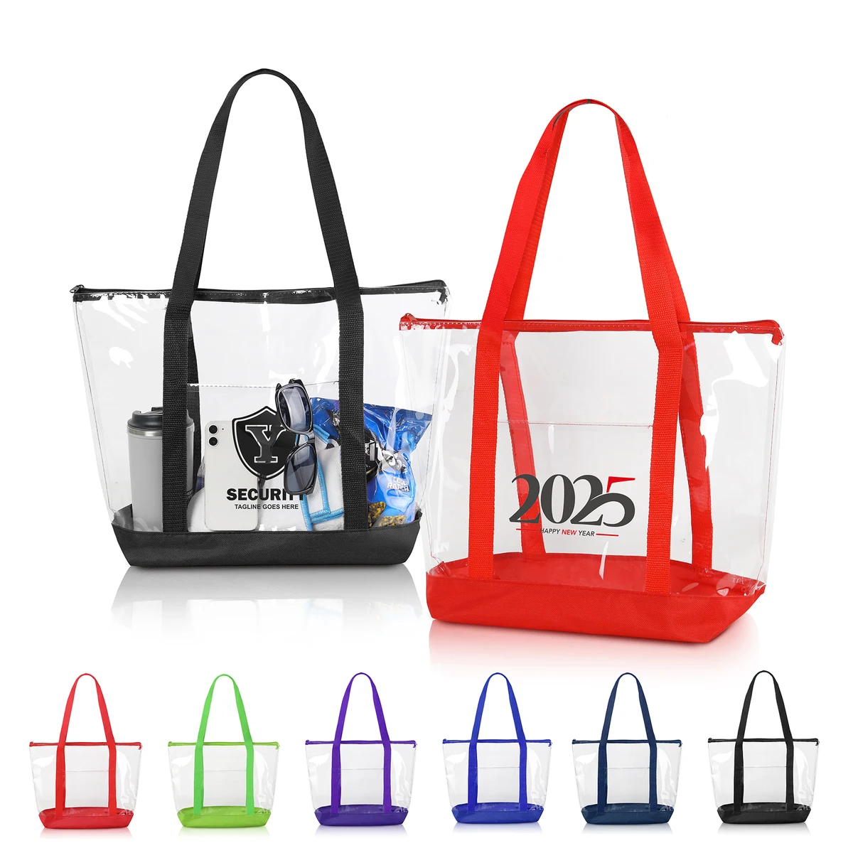 Clear Zippered Tote Bag With Pocket (Ocean) 1